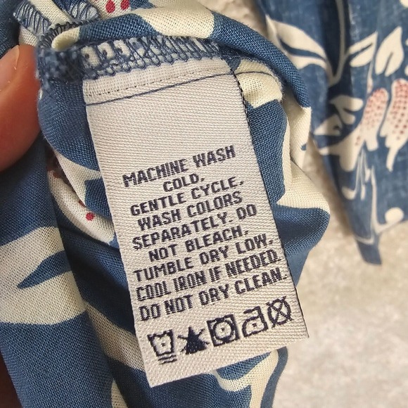 Reyn Spooner Limited Issue Tunic Top Womens Large Blue Hawaiian Reverse Print - Picture 6 of 11